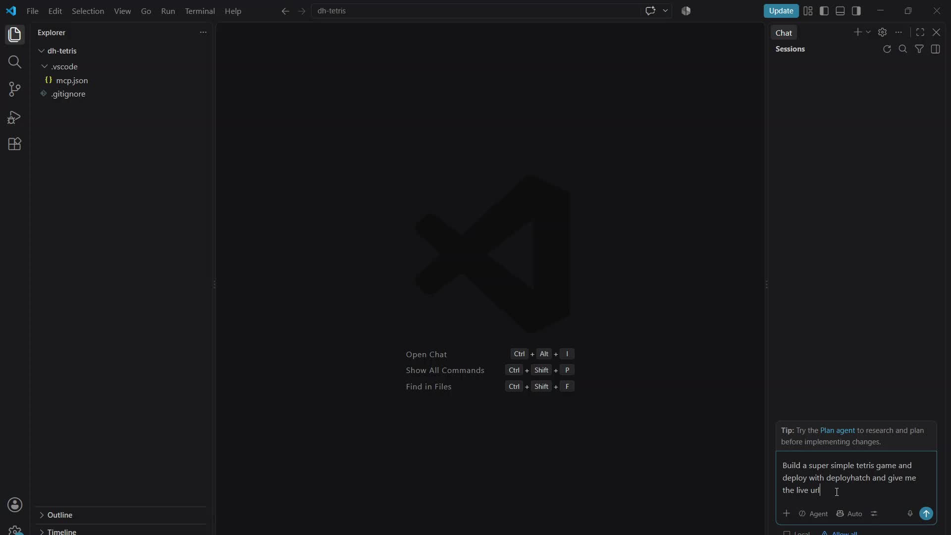 Frame from real Deploy Hatch Tetris demo